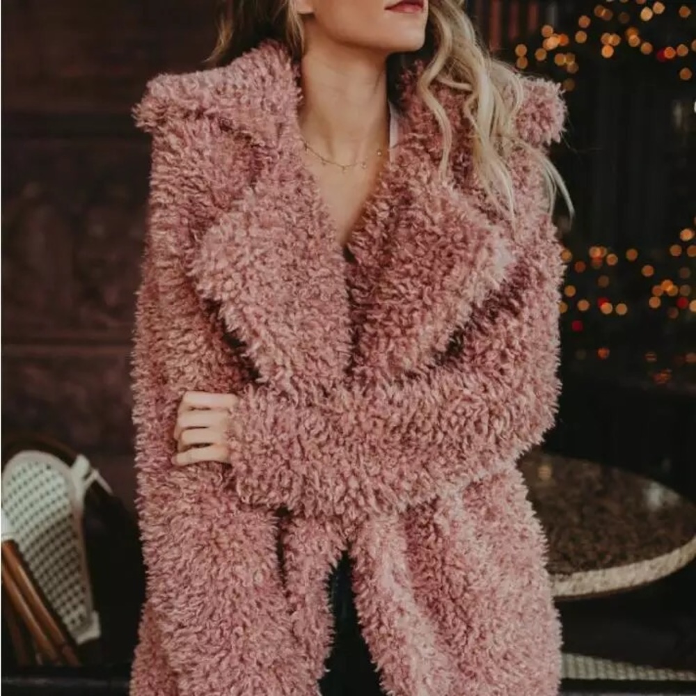 Now In! Misty Dust Fluffy Pink Loose Winter Coat - Picture 5 of 9